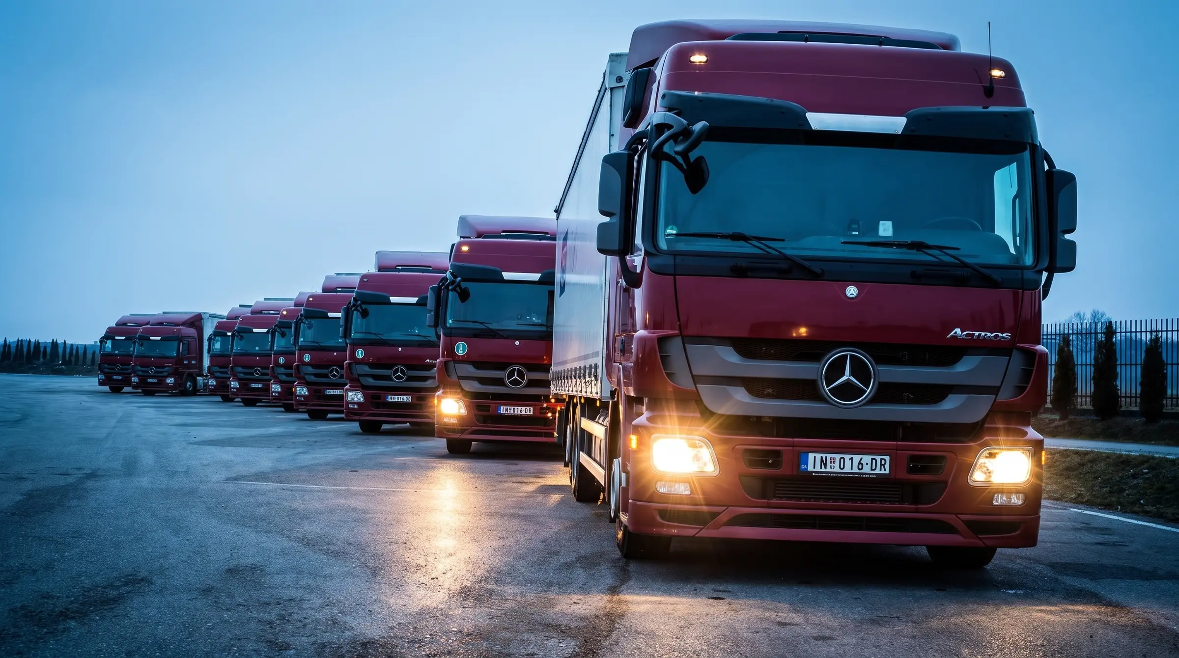 Mercedes-Benz Actros tegljači MB TRANS sa upaljenim farovima